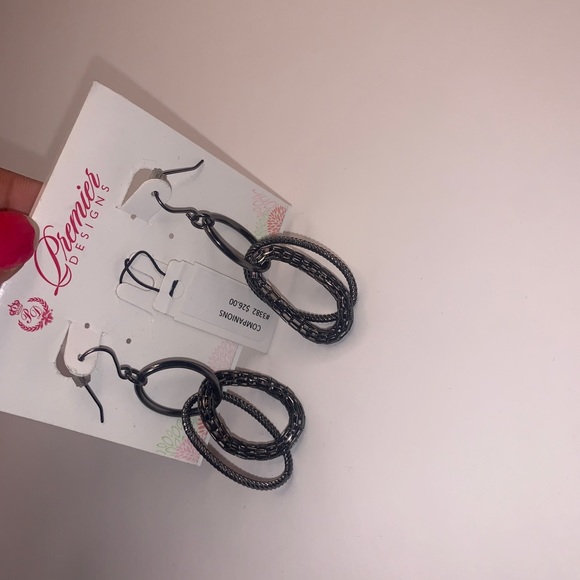 Premier Designs, chrome, Oval, Dangle Earrings. - Picture 5 of 6